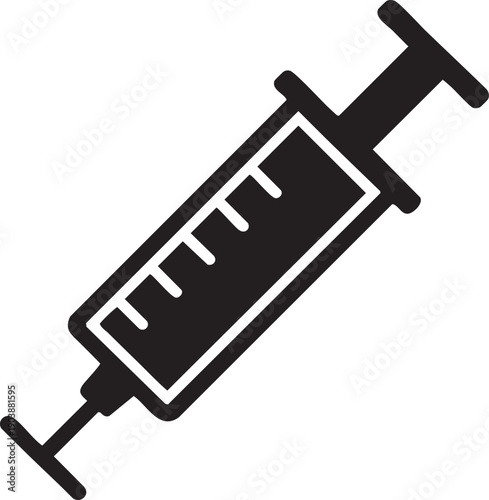 Vector icon medical syringe same pose same proportions four styles black solid glyph outline minimal flat multicolor filled cartoon flat shaded.