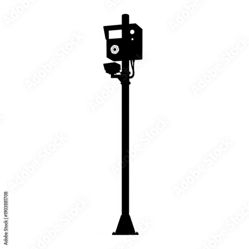 Black silhouette of a parking meter on a long pole
