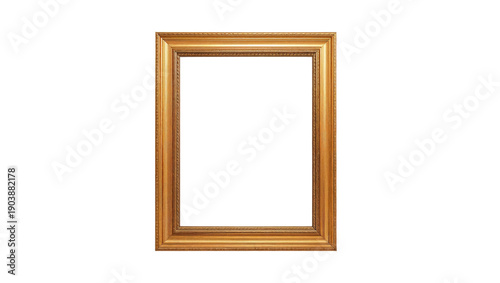 Empty Wooden Frame in Simple Style With No Artwork Present in a Plain Background