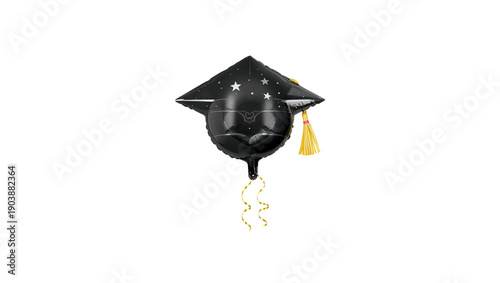 Graduation Celebration Balloon in Black With Yellow Tassel and Star Design fo...
