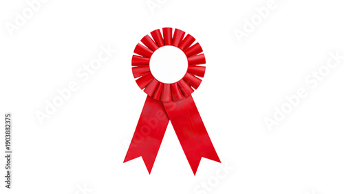 Award Ribbon in Red Color Used for Competitions and Achievements in Various E...