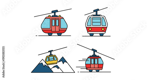 Cable Cars Line art colorful professional design