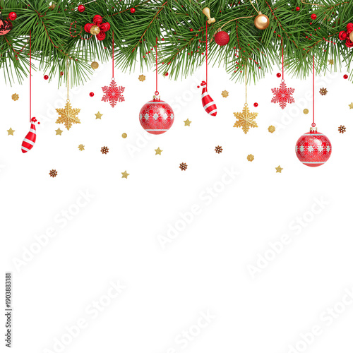 Christmas Decorations With Ornaments and Pine Branches Ready for the Holiday ...