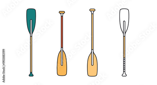 Canoe Paddle Line color art clean design