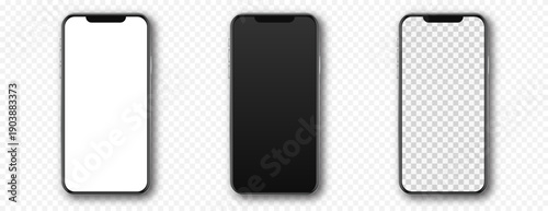 3d mockup of the new mobile phones. Smartphone mockup set with white empty transparent