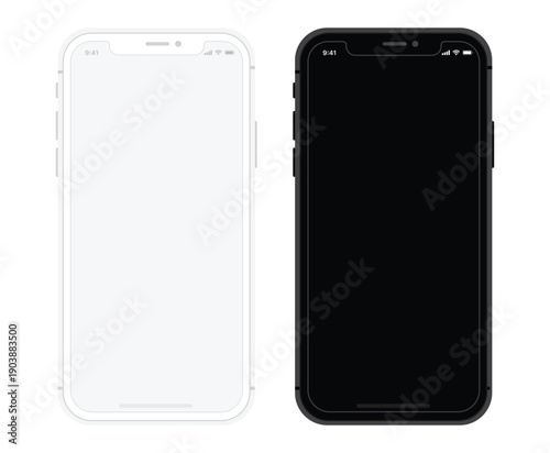 Modern White and Black Smartphone. Mobile phone Template. Telephone. Realistic vector