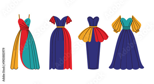 Couture Dresses Line filed color clean design