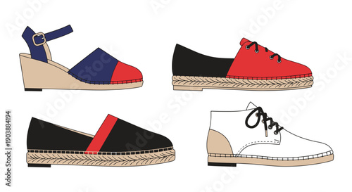 Espadrilles Line art color clean design