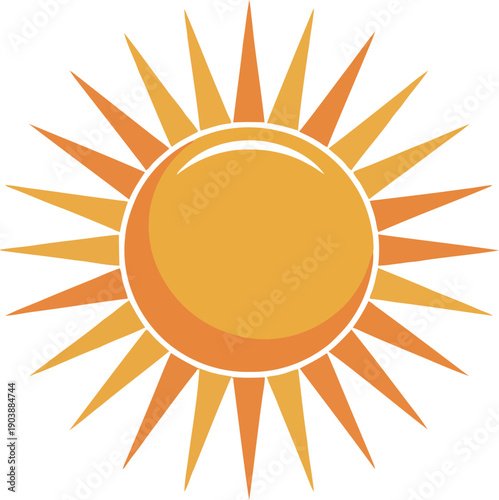 Radiant sun with vibrant rays extending outward in a circular pattern.