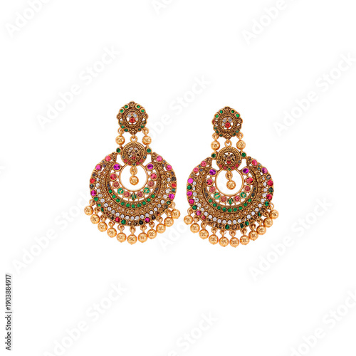 Colorful Earrings With Gold and Gem Details for Special Occasions and Celebra...