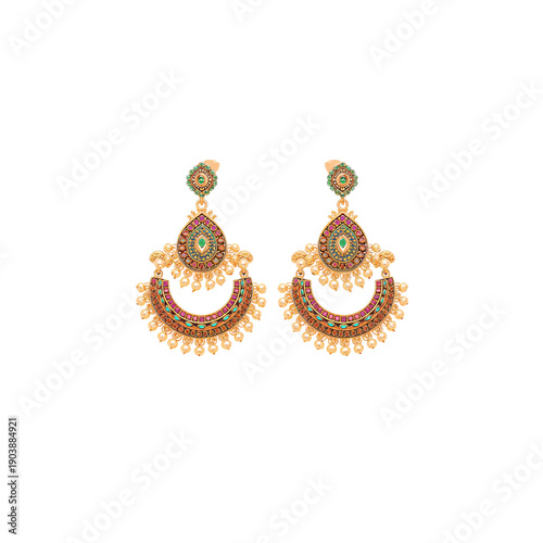 Colorful Earrings With Gold and Gem Details for Special Occasions and Celebra...