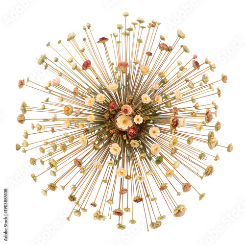 Decorative Design With Flowers and Stems in Circular Shape for Home or Event ...