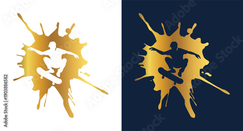 creative silhouette logo of skateboard sport - ink splash background (artwork 3)