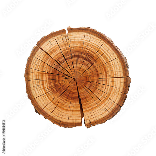 Cross Section of a Tree Trunk Showing Growth Rings in a Circular Shape