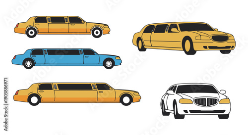 Limousine Line art color minimal style