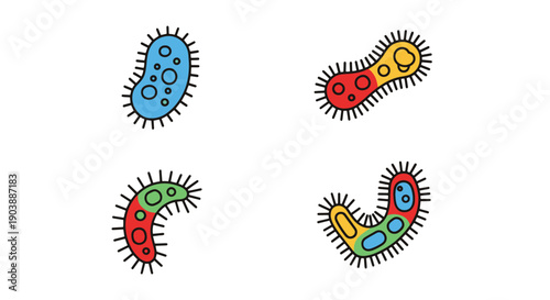Germs Line art color vector minimal style