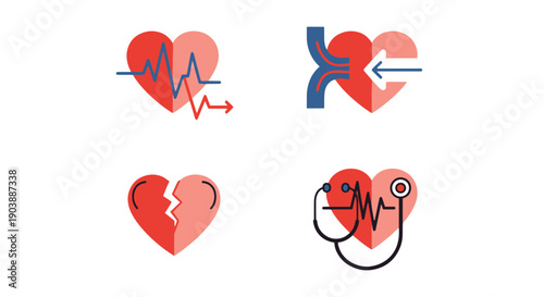 Heart Disease Line color art flat design