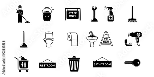 Janitor Closet Maintenance Staff Icon Sign