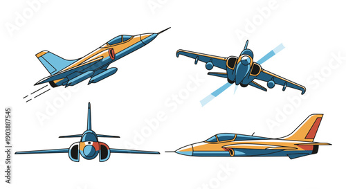 Jet Line art vector filled color trendy design