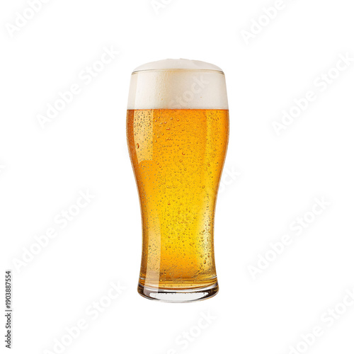 Cold Beer Served in a Glass on a Table in a Bar During the Evening Hours With...