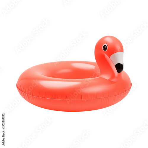 Inflatable Flamingo Float in Bright Orange Color is Perfect for Summer Fun in...