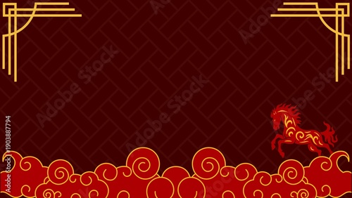 Bild auf Leinwand Red and Gold Lunar New Year Background
