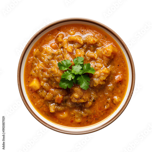 Warm Soup Served in a Bowl With Herbs on Top and Rich Flavors From Vegetables