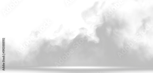A realistic smoke PNG overlay on a transparent background, perfect for adding atmospheric effects to photos and illustrations The realistic 3D vector mockup shows a perspective view of white smog 