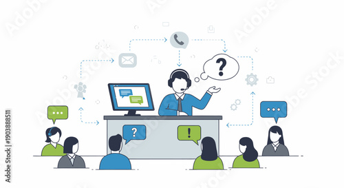 Businessman Discussing with Colleagues at Meeting Desk.