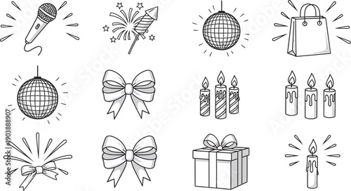 Easter celebration icons isolated on transparent background