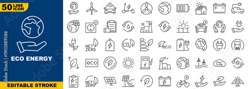 Eco Energy Line Icons Set