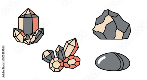 Mineral Line art digital illustration
