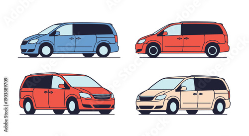 Minivan Line art color unique design