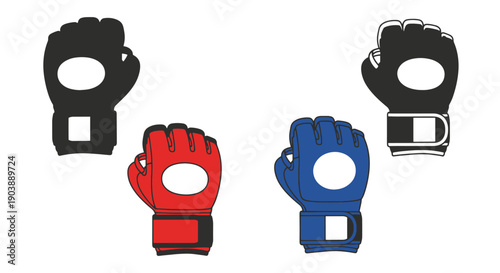 MMA Gloves Line art outline illustration