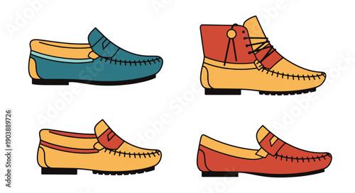 Moccasins Line art flat illustration