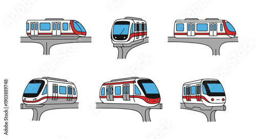 Monorail Line art premium color outline design