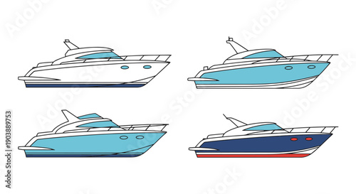 Motorboat Line art vector modern style