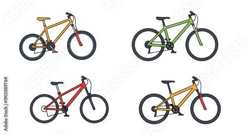 Mountain Bike Line color outline design