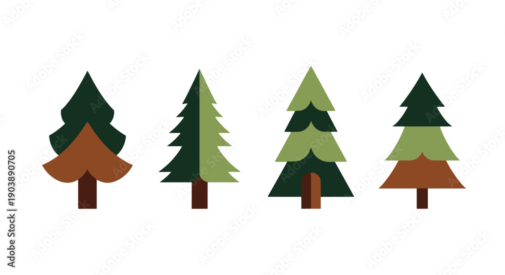 Obraz premium Pine Tree Line art digital illustration