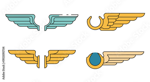 Pilot Wings Line art vector