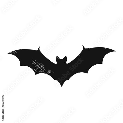 Dark bat silhouette with textured wings spread wide