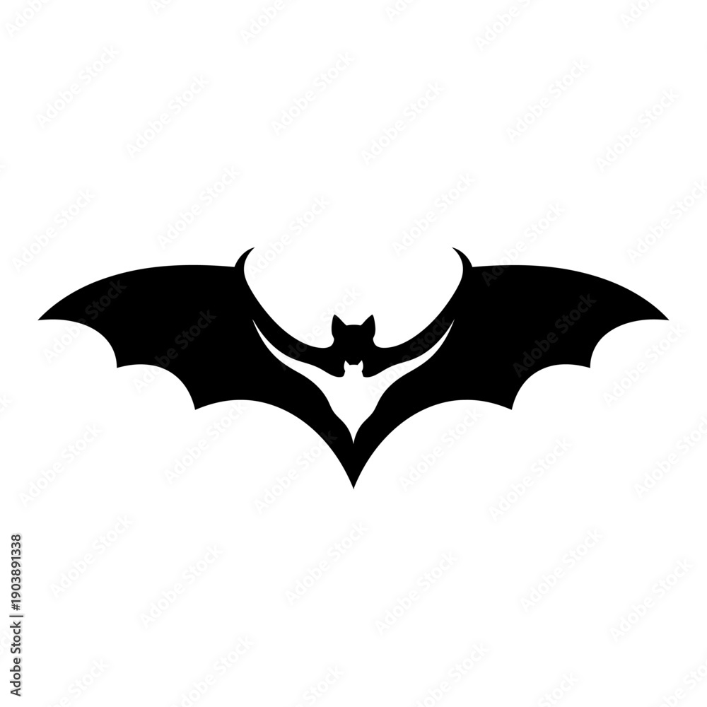 Fototapeta premium Stunning black bat silhouette in mid flight against white background