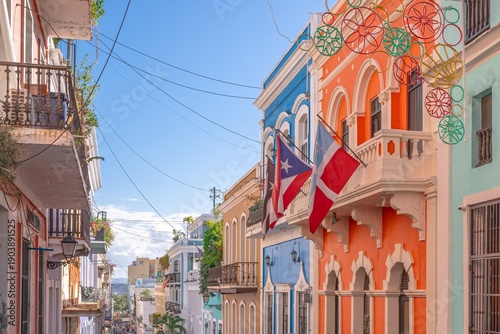Konstfotografi historic buildings in the middle of Old San Juan, Puerto Rico
