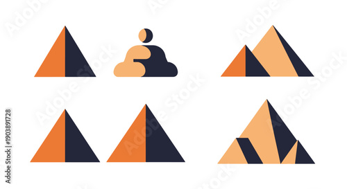 Pyramids Line art digital illustration color filled design