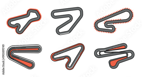 Race Track Line art color filled abstract design