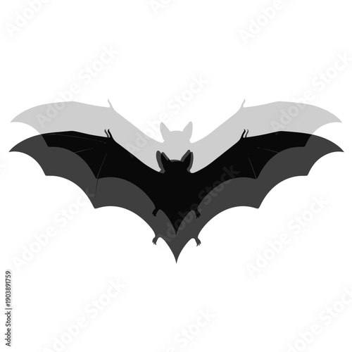 Dynamic bat silhouette with wings spread wide in flight