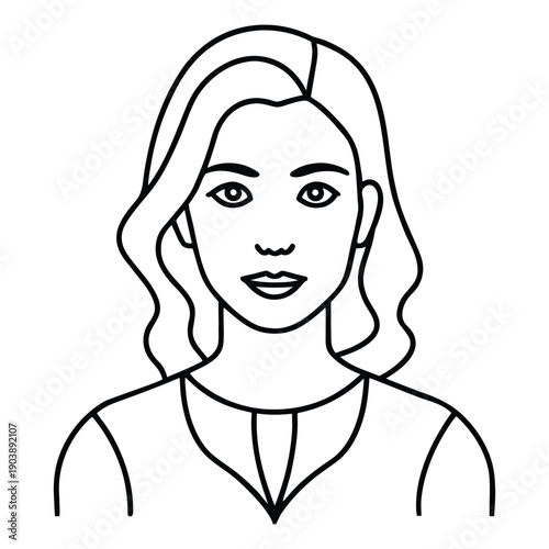 Female Avatar Line Art Portrait Vector