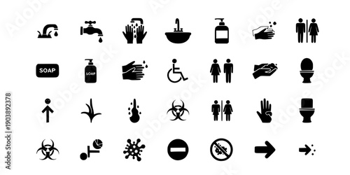 Hand Wash Hygiene Station Icon Signage