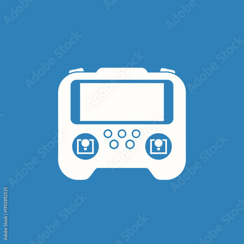 Simplified graphic of a drone controller with joysticks and buttons.