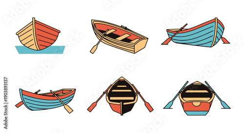 Rowboat Line art creative concept